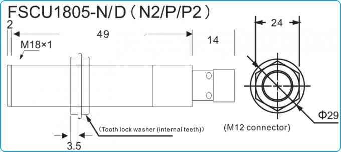 سنسور M18 متشکل از متال متال 5mm سنسور لوله M12 connector sensor.jpg