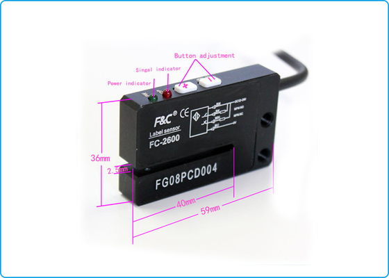 PNP NO NC 2mm Slot Sensor سنسور برچسب برچسب دشنه برای دستگاه بسته بندی